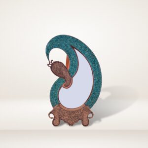 Aghajani Turquoise Inlaid Mirror: Boteh Jegheh Model